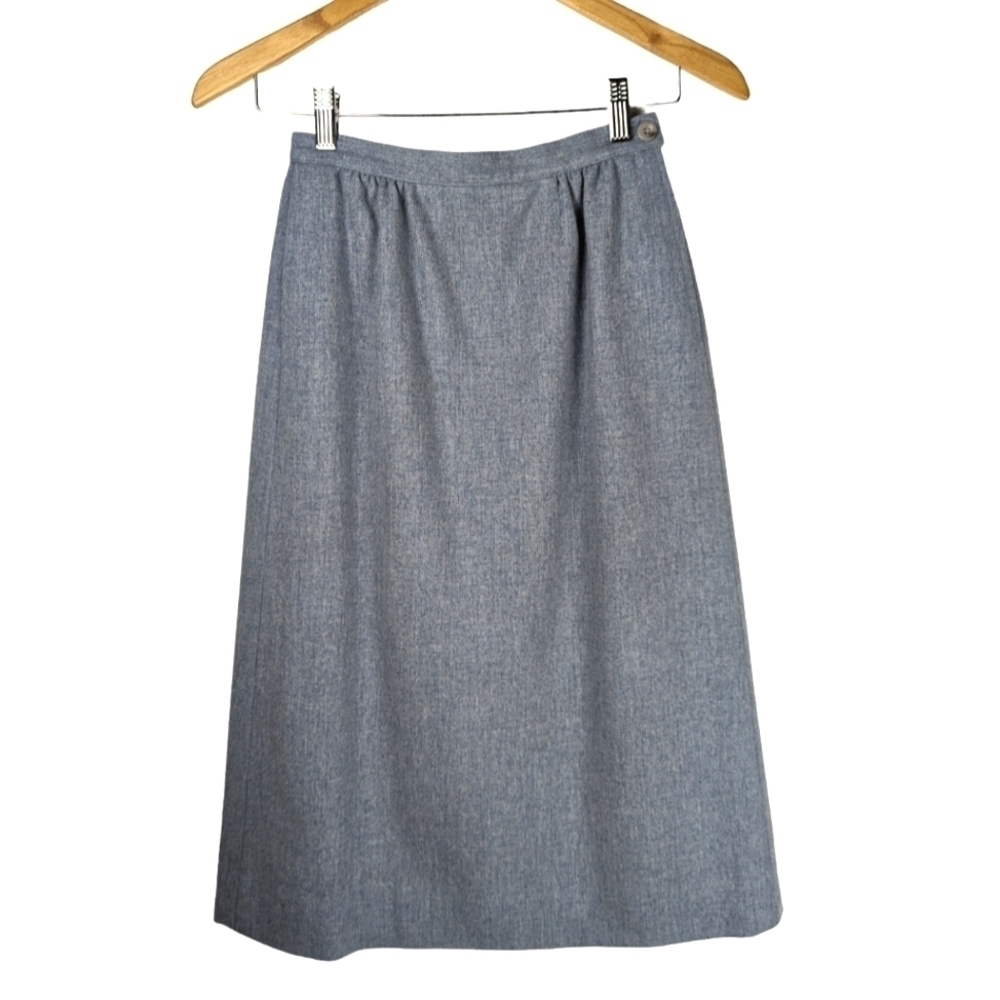 Vintage Pendleton WOOL Preppy Knee Length Pastel Blue Lined Office Skirt Size 4